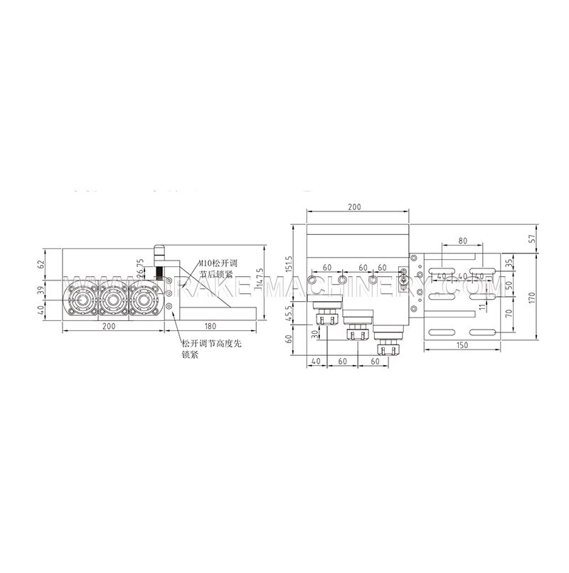 Longitud de tres cabezas ER25 Modelo LS-CD-3-ER25